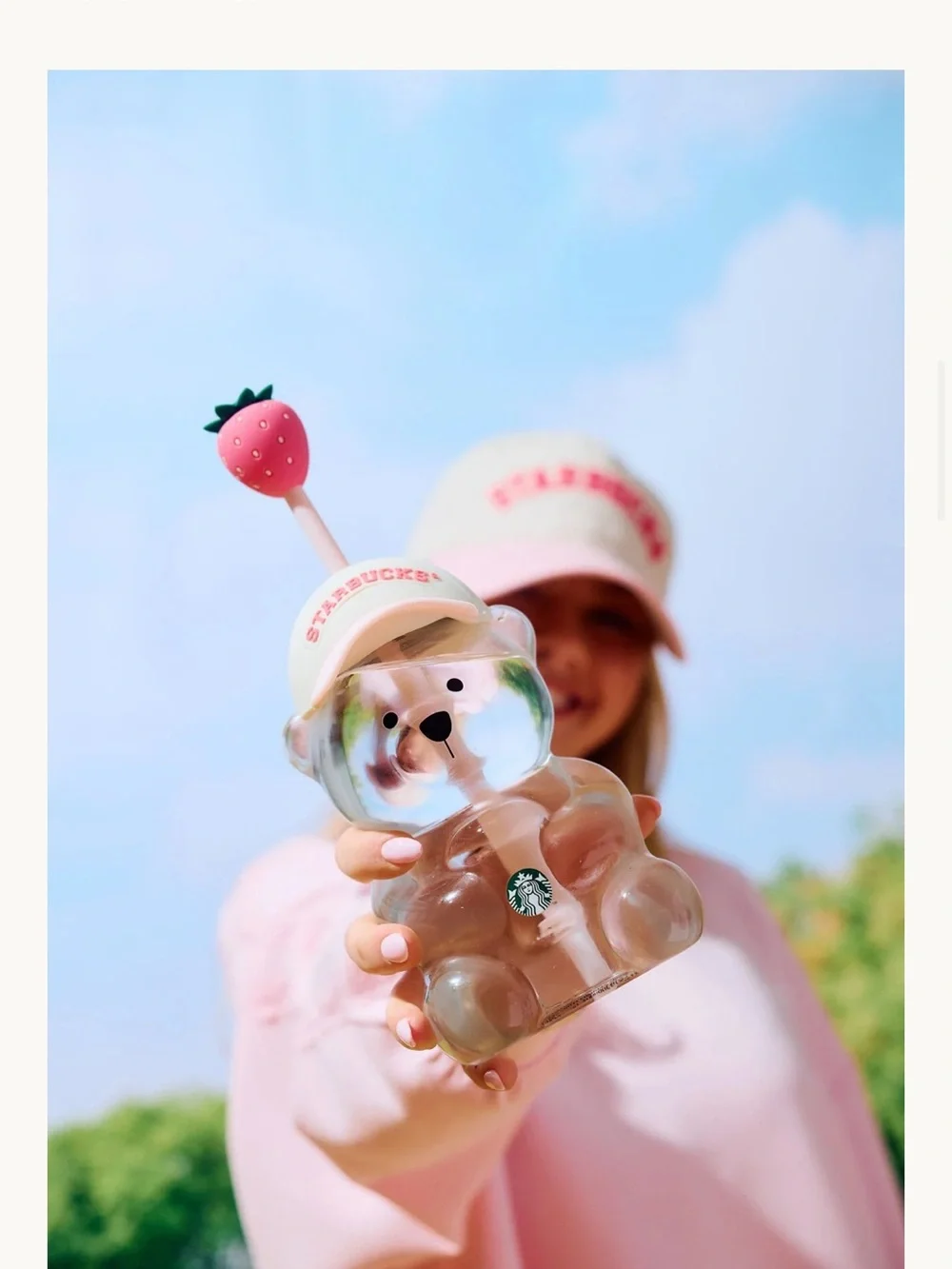 Starbucks Bearista Pink Summer 2026 Limited Edition Ball Cap Strawberry Bear